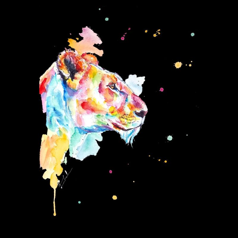 Aquarelle colorée De lion