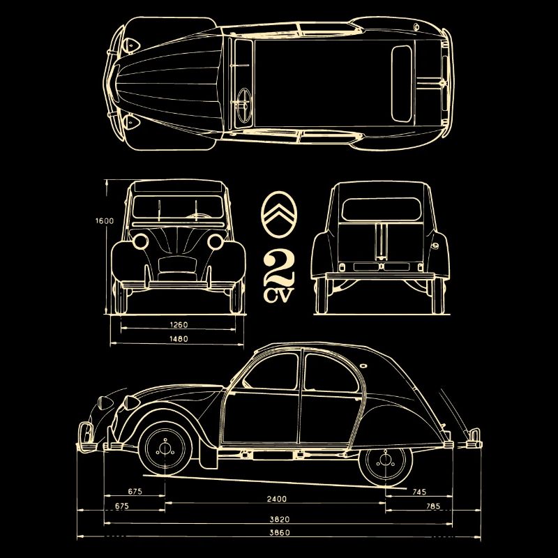 Citroën 2CV Size Specifications Blueprint