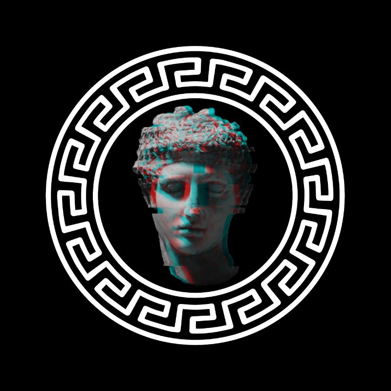 Sparta Greek Pattern Symbols Vaporwave Statue