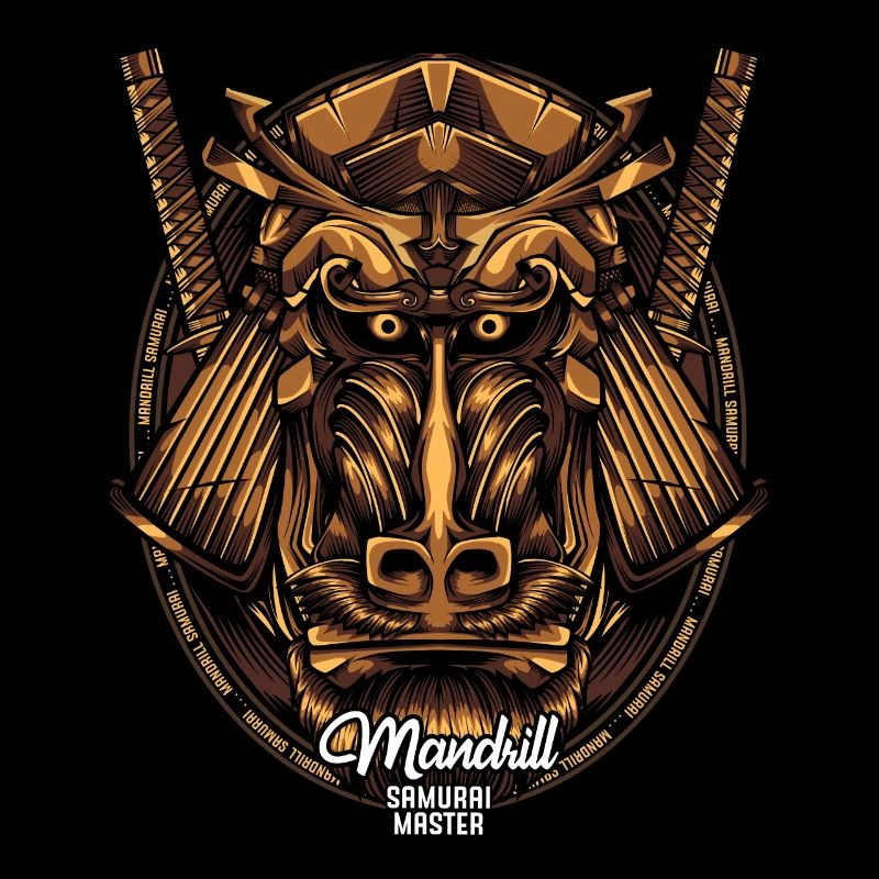 Mandrill Samurai Singe Faune Cadeau Créatif