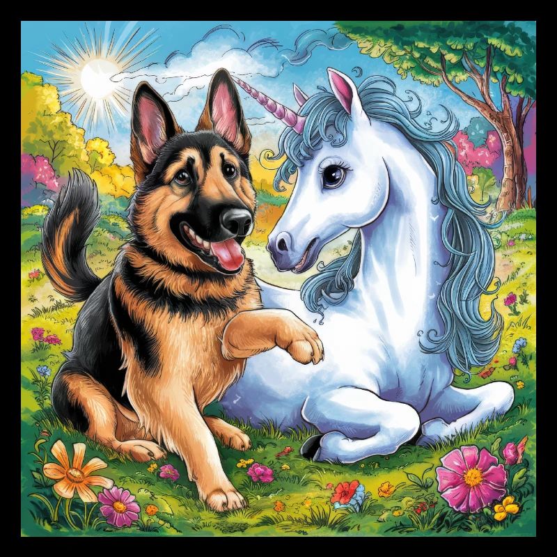 Cute German Shepherd with Unicorn