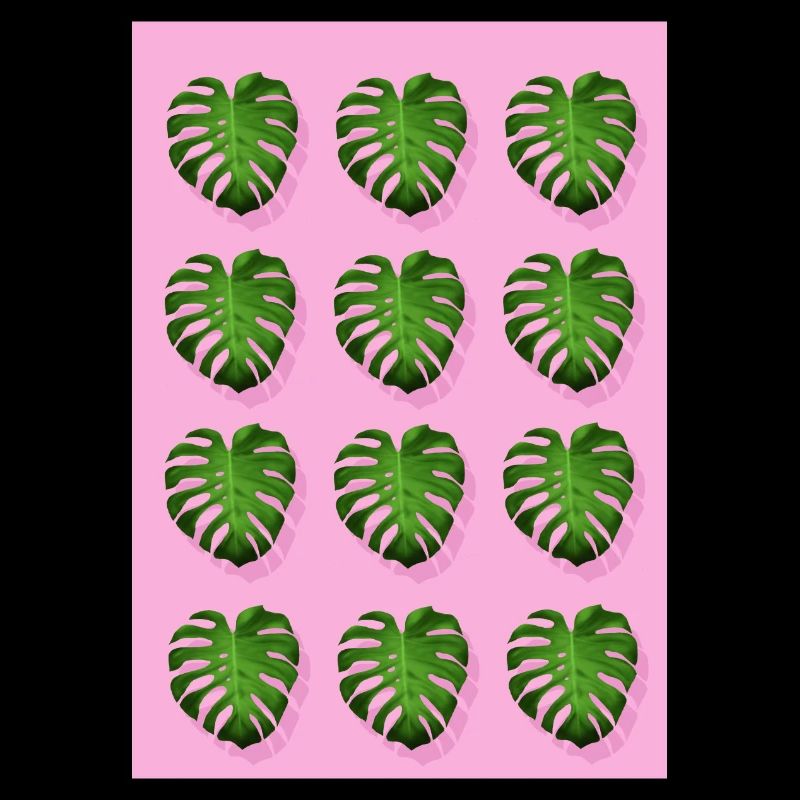 Pink Monstera Tropical Leaf