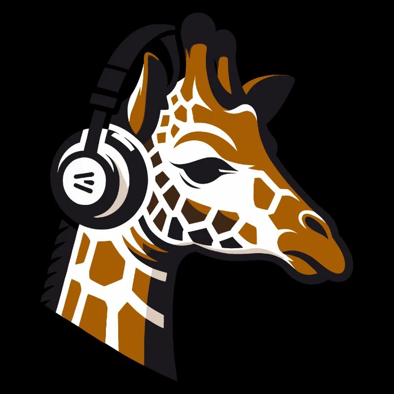 Girafe avec écouteurs