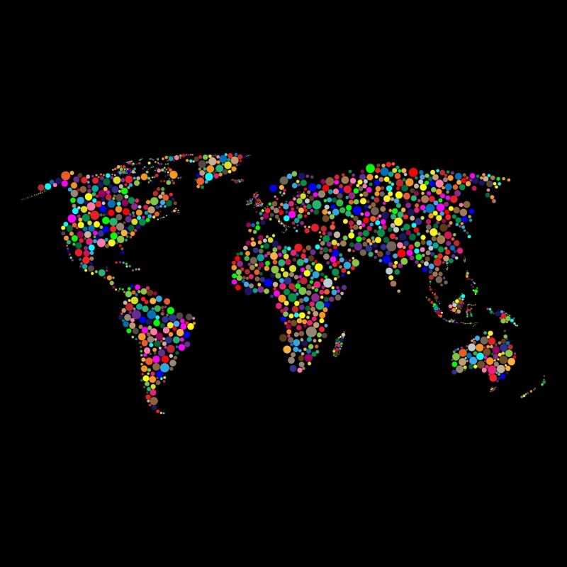 monde arc-en-couleur carte de points
