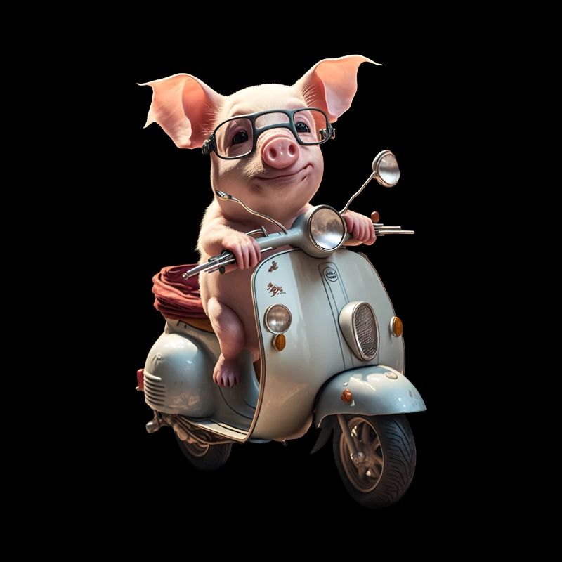 Ferkel mit Motorroller