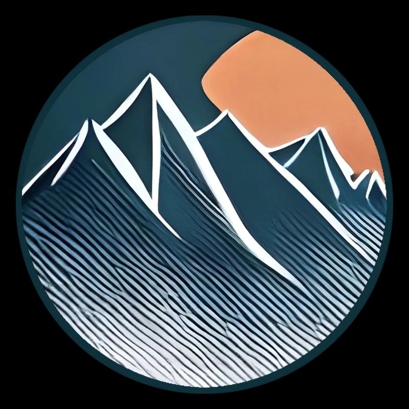 Graphique de montagne dessiné bleu avec rayures