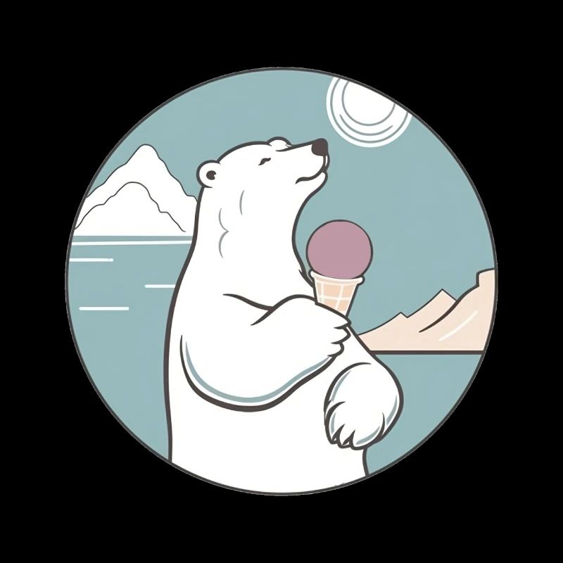 Eisbär mit Eiscreme am Nordpol