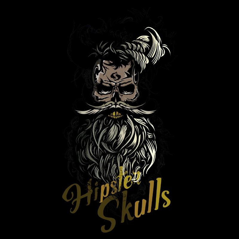 Kopf des Todes Hipster Kran Bart Schnurrbart Schädel b