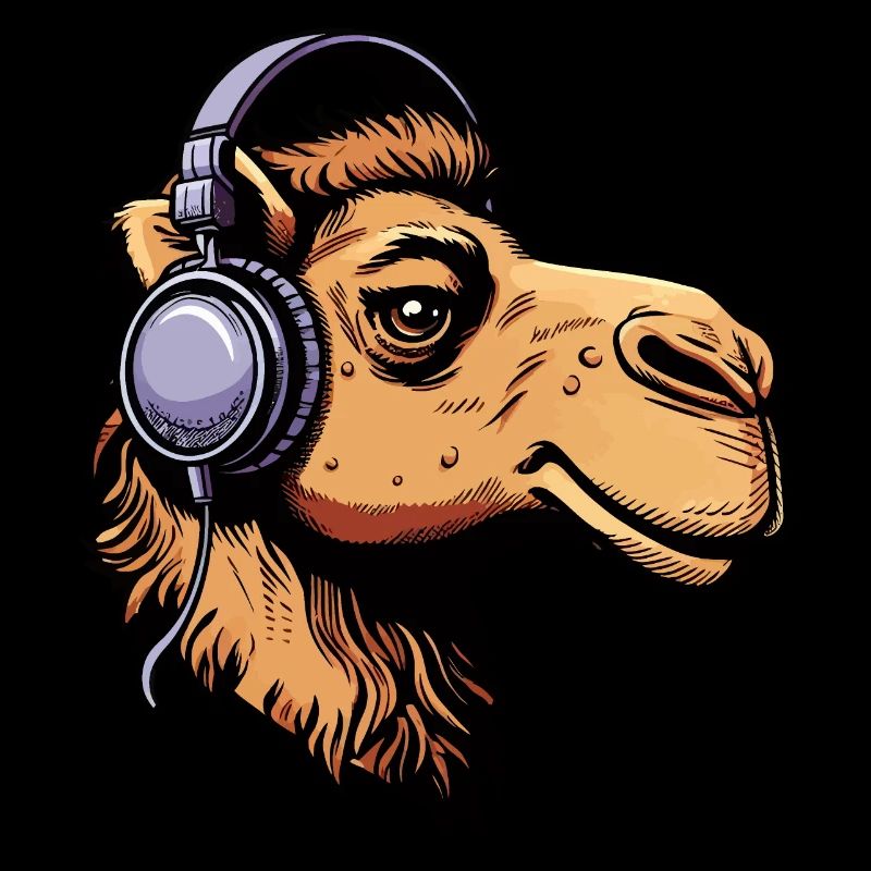 Camel avec des écouteurs