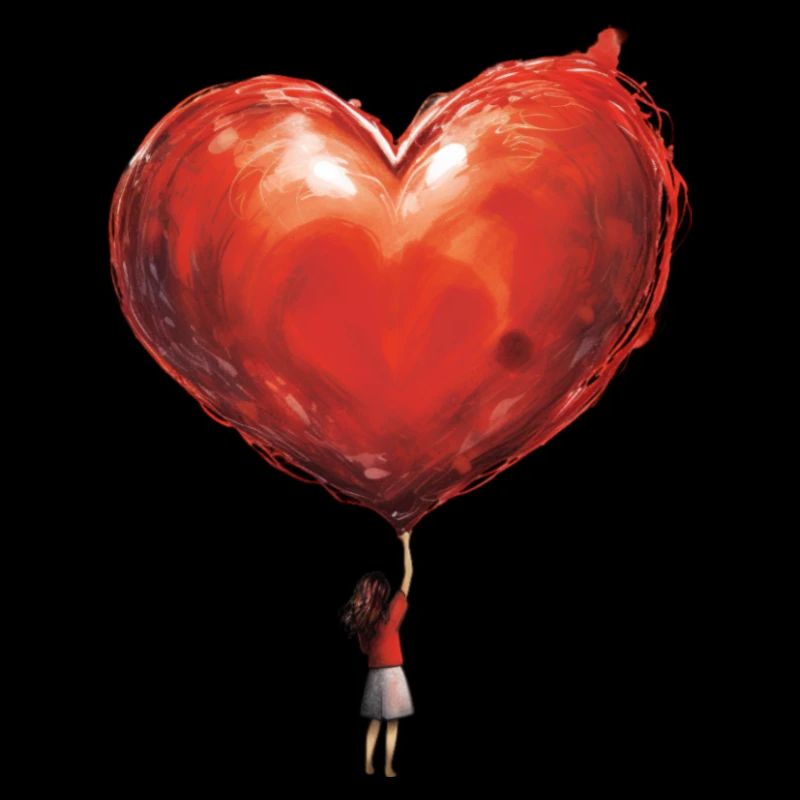 Fille avec ballon coeur géant