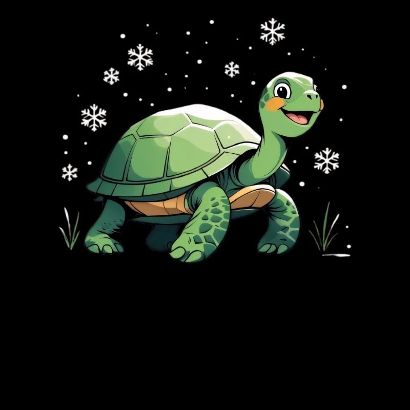 Green turtle with snowflakes