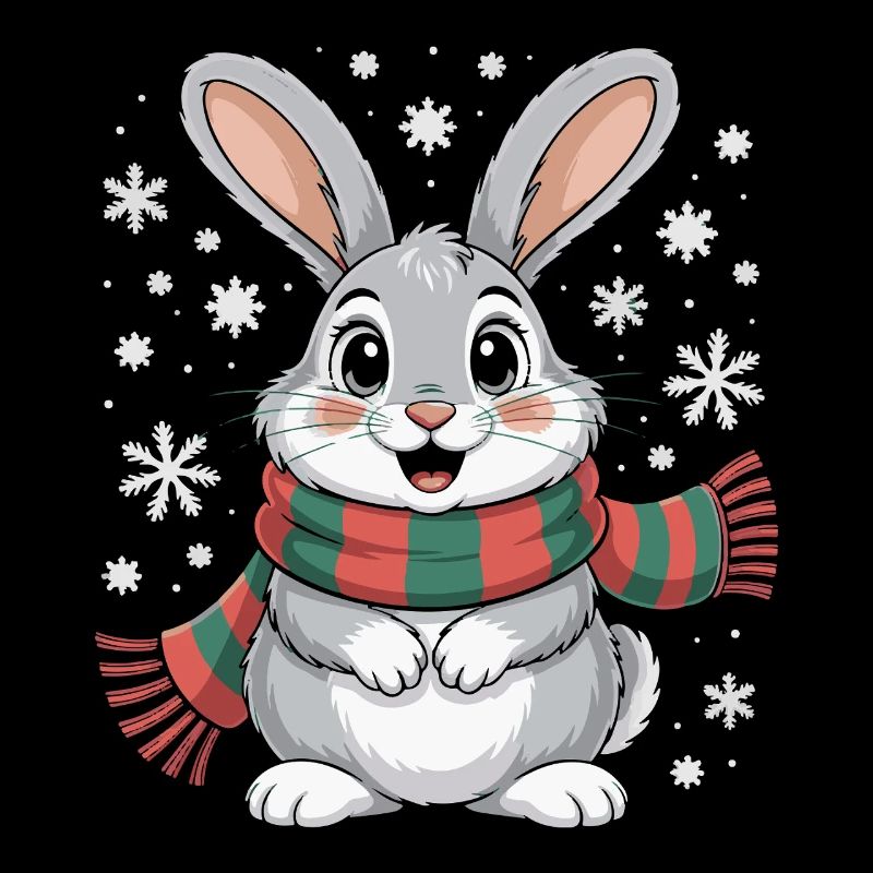 Lapin d’hiver avec écharpe