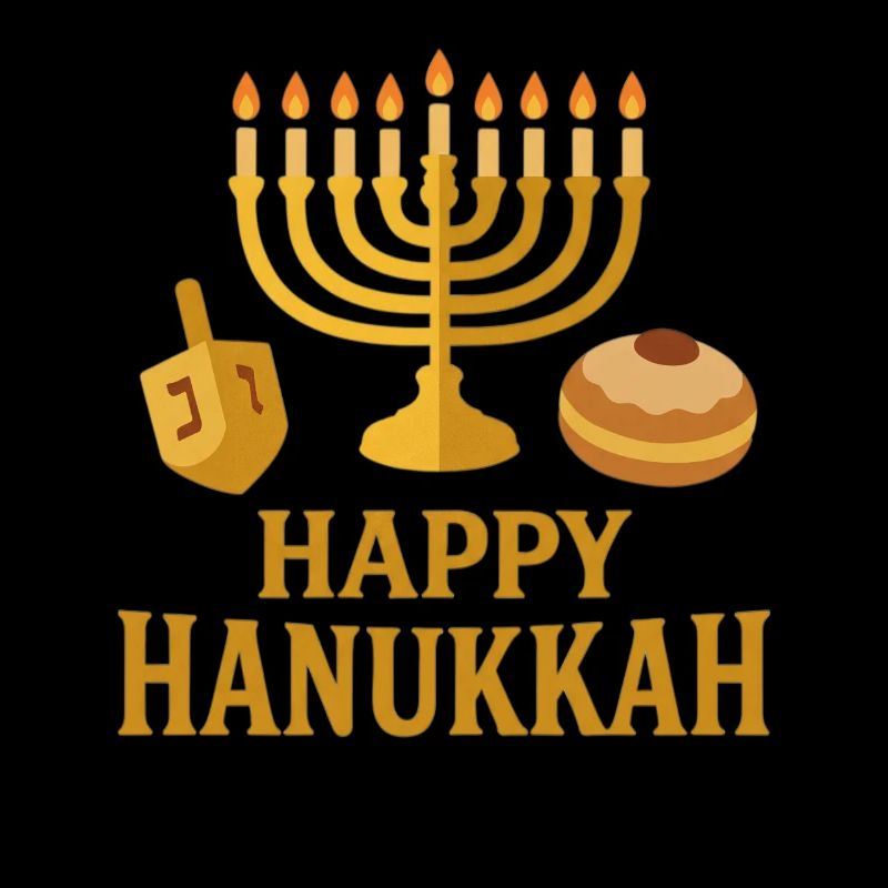 Menorah d’or : Joyeux Hanoukka