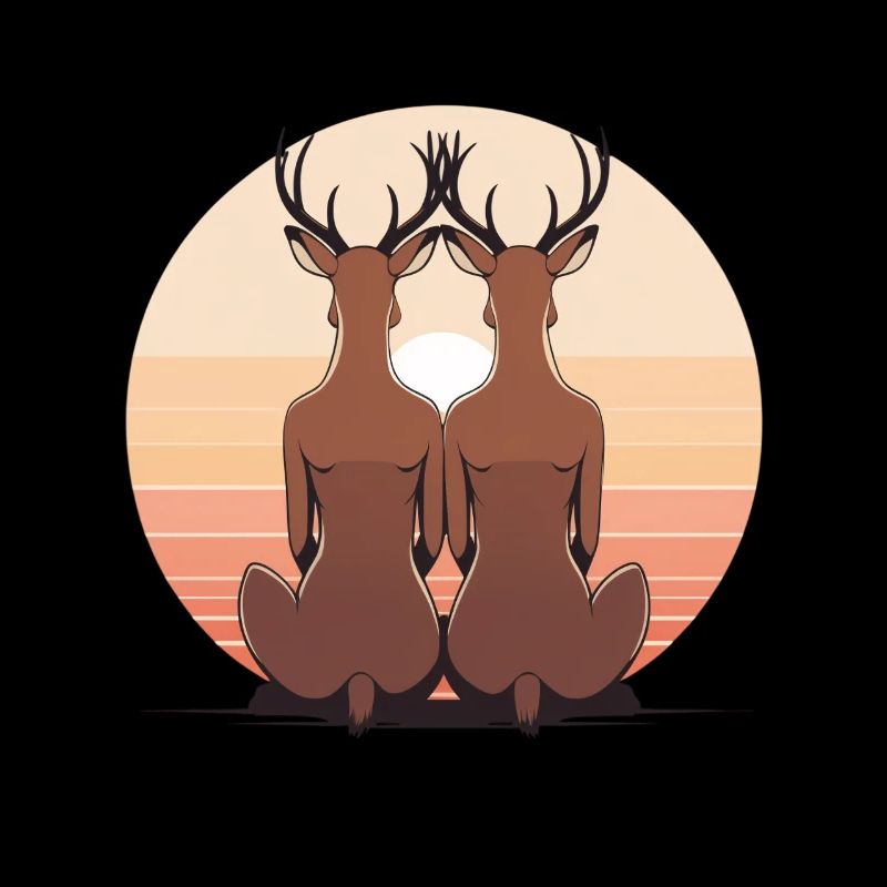Two deer in the evening circle
