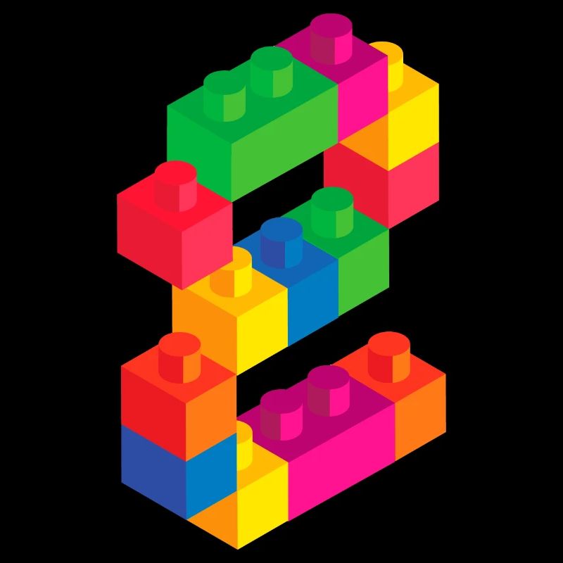 Cute Block Building 2nd Birthday Gift 2 Year Old