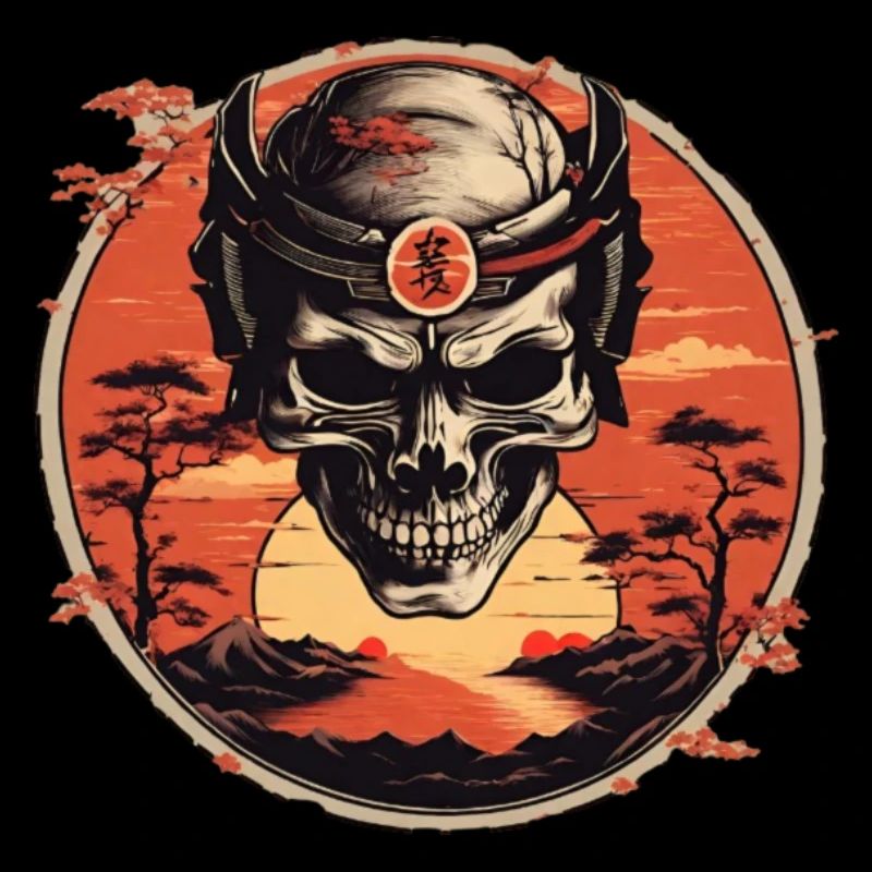 Coucher de soleil de samouraï crâne