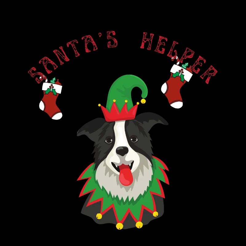 Border Collie Dog Santa's Helper