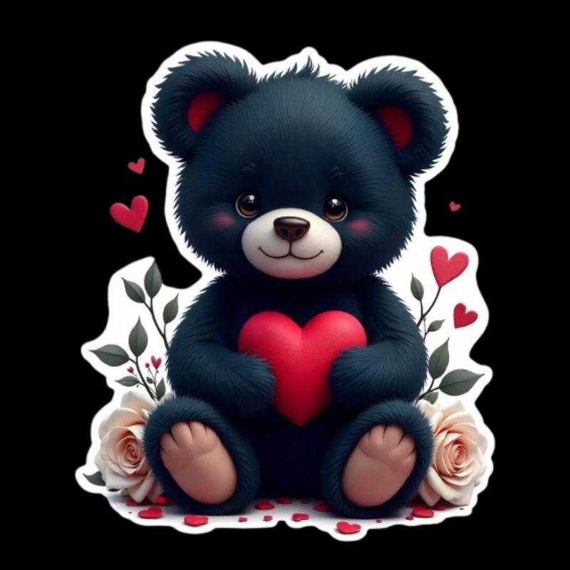 Schwarzer Teddy mit Herz