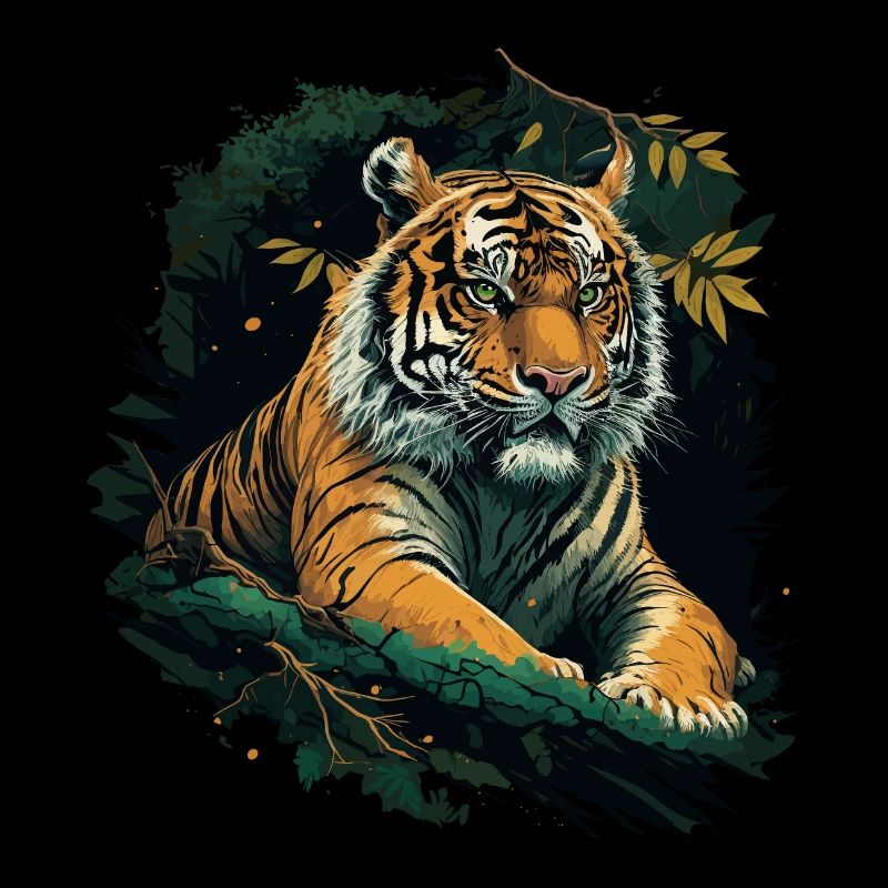 Tiger sitzt im Dschungel