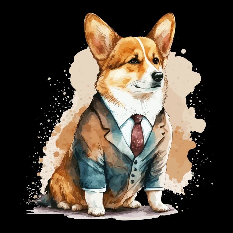 Formal Corgi Illustration