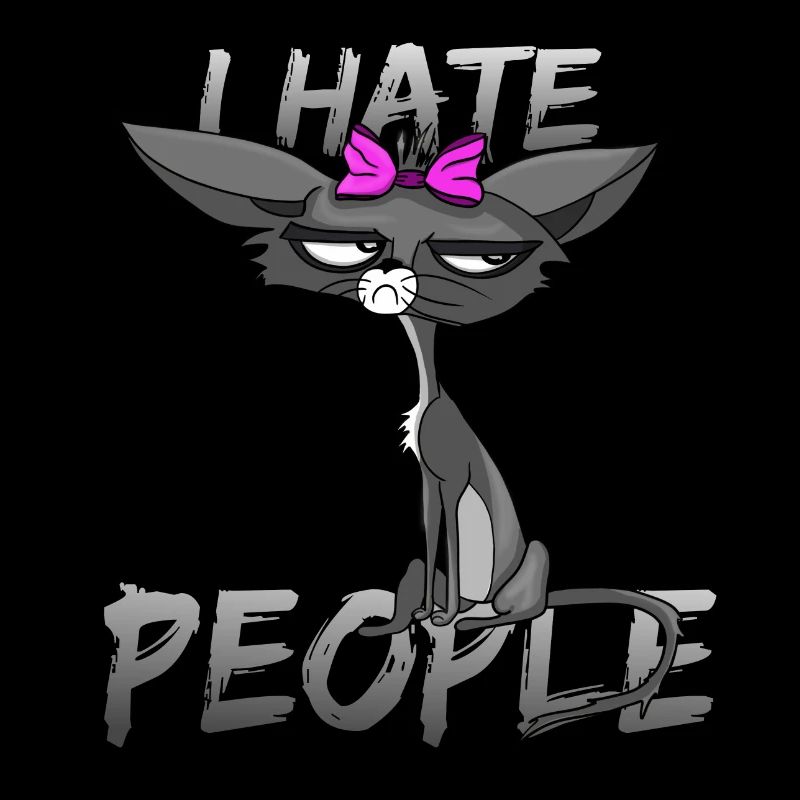 Katze I hate People mit Schleife