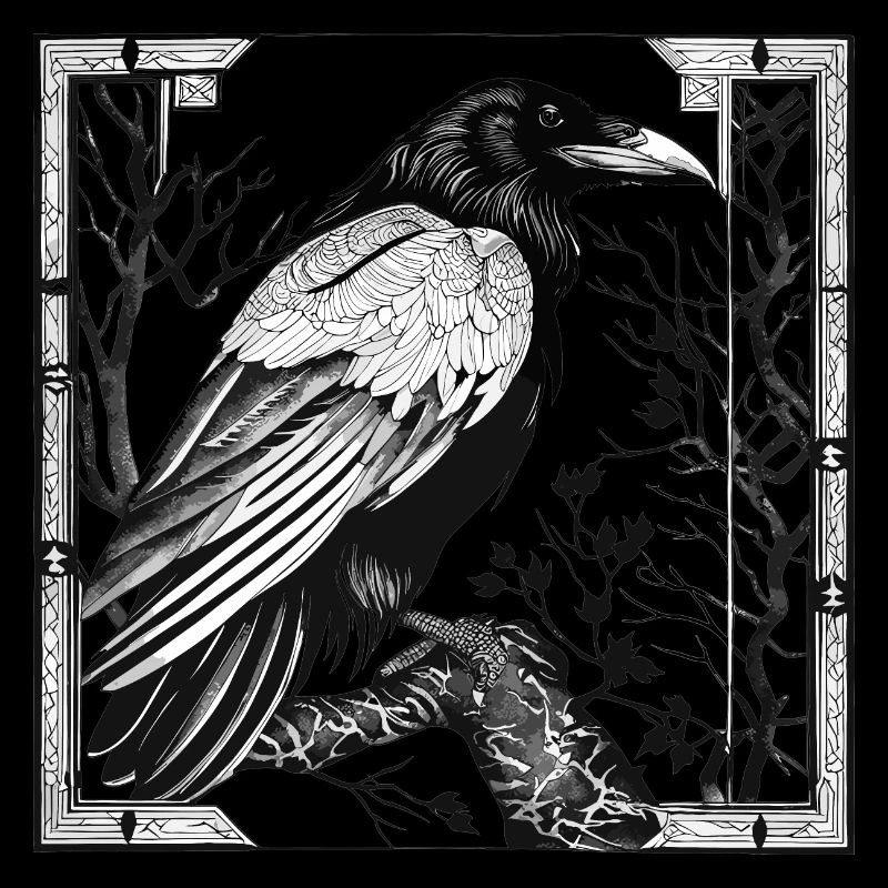 Framed Raven in a Tree