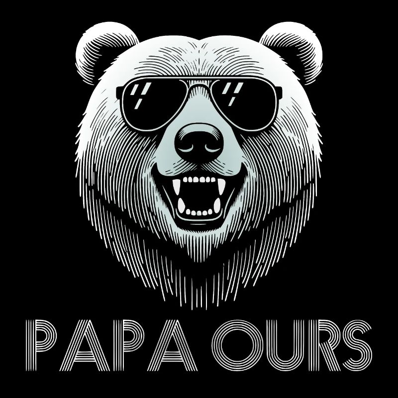 Cool bear head with sunglasses. Papa Bear