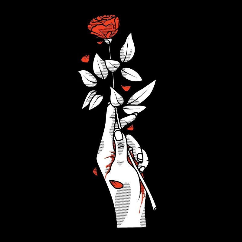 Hand mit Rose | Rot