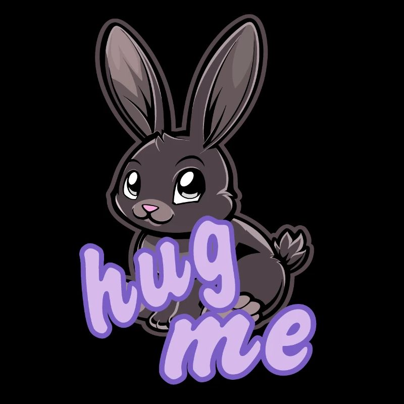 Brown rabbit with lettering - hug me