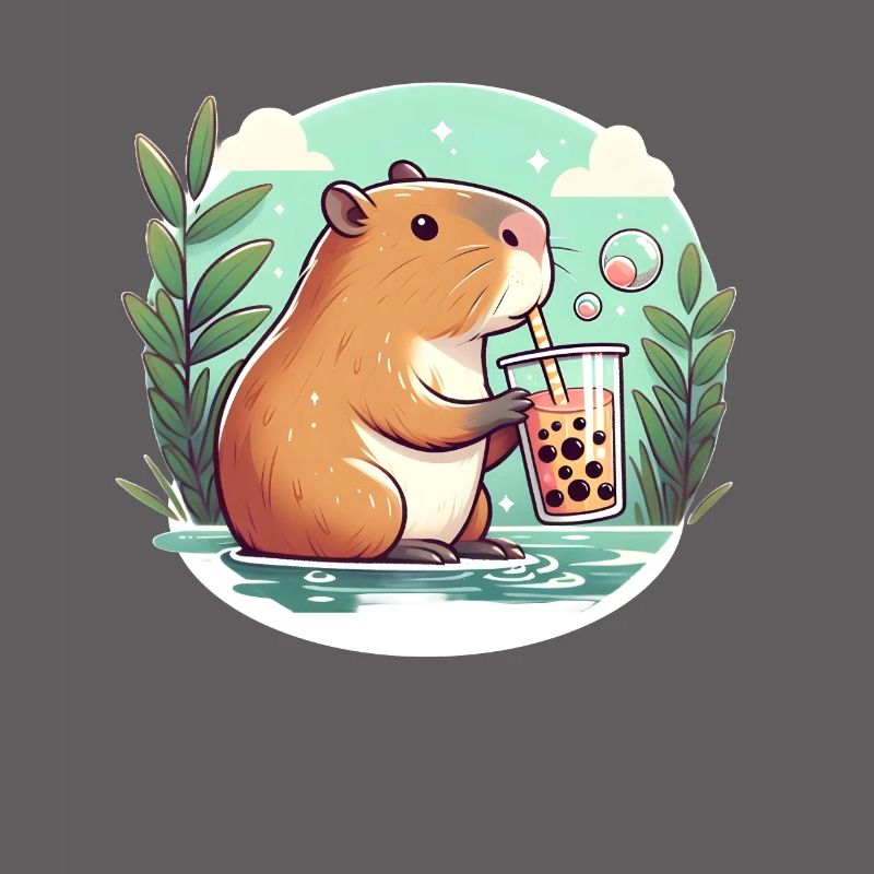 Capybara enjoys bubble tea
