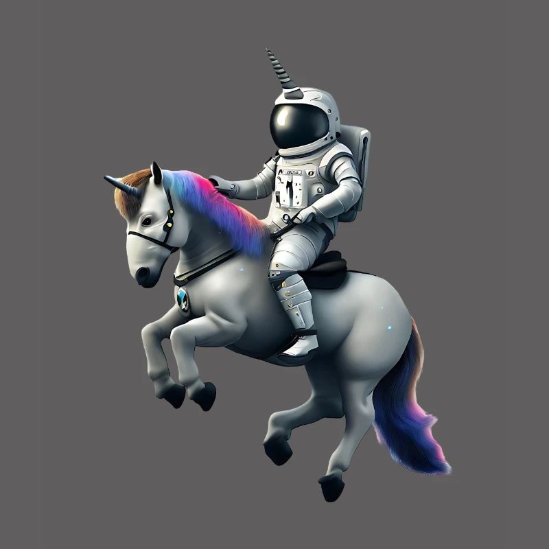 Astronaut auf Einhorn mit Einhorn Helm