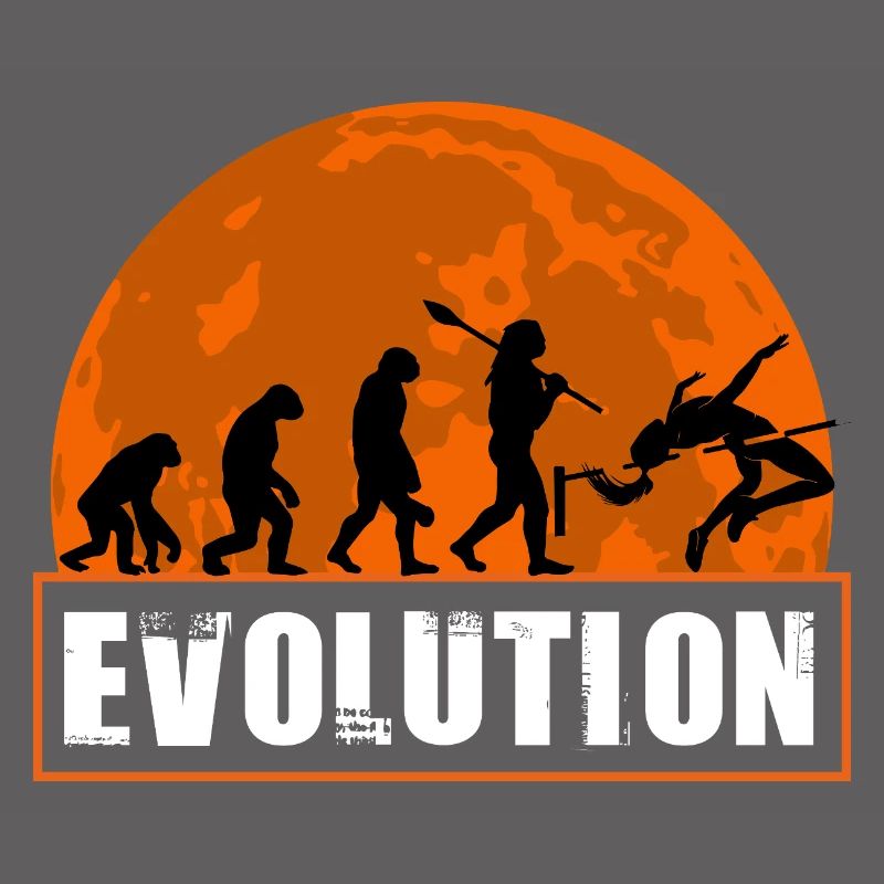 High Jumping Evolution Retro Athlete Silhouette