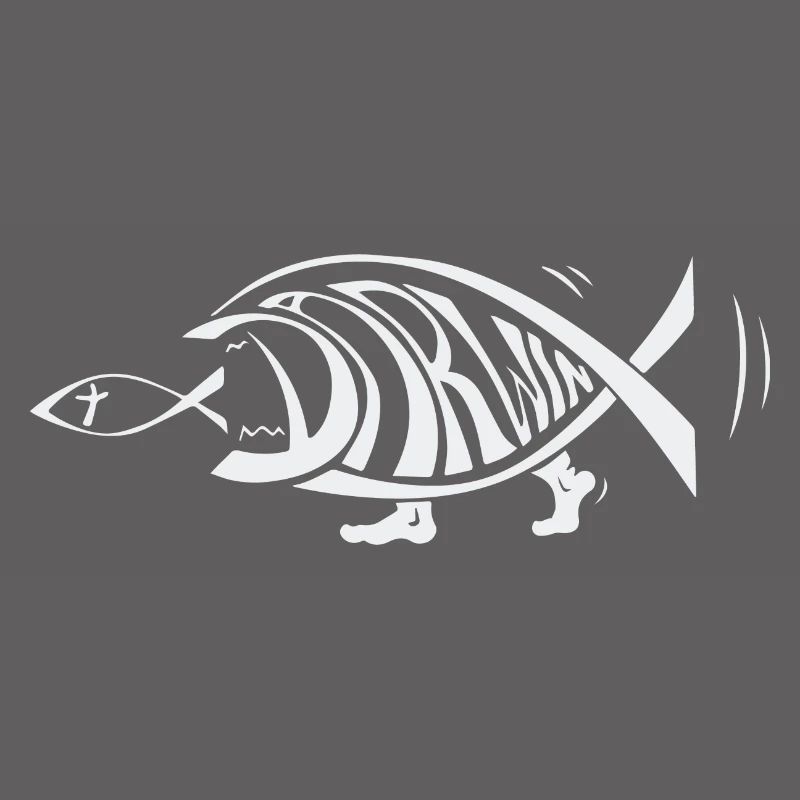 Darwin Fish Eating Jesus Fish Funny Evolution