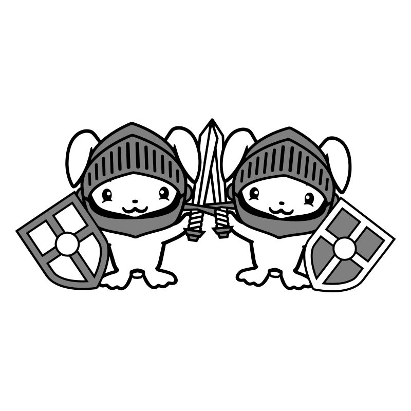 2 lapins chevalier épée bouclier armure casque château