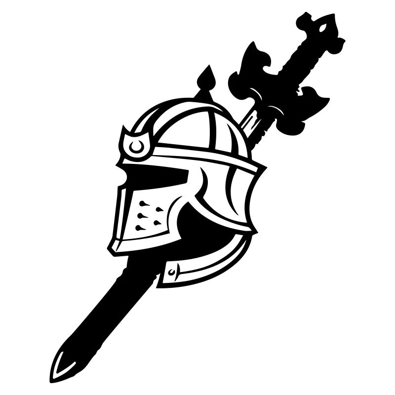 Casque de chevalier avec épée
