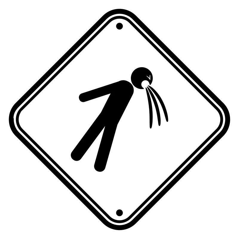 shield caution note vomit vomit