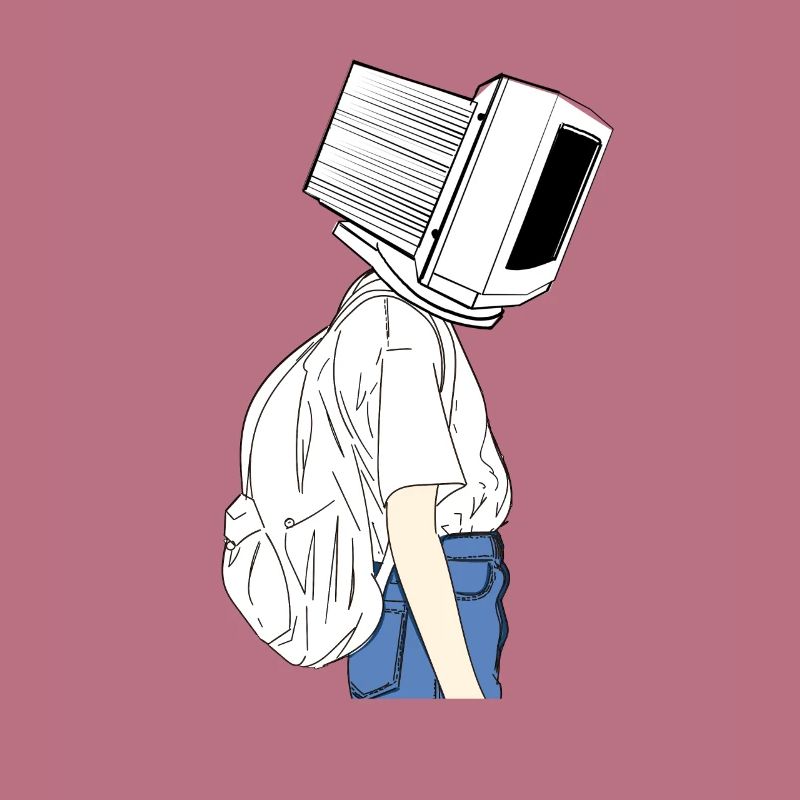 Coder shirt computer head Sad