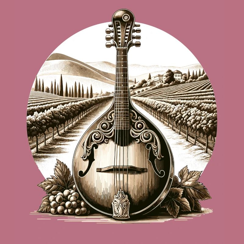 Mandoline ornée devant les vignes