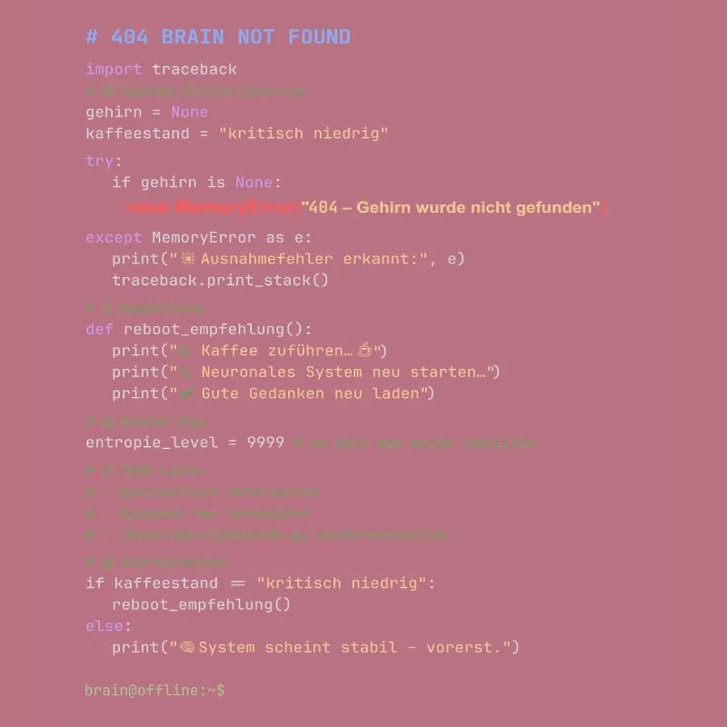 404 Cerveau introuvable Code Python