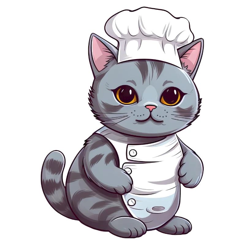 Cute Siamese Cat Chef Comic Design