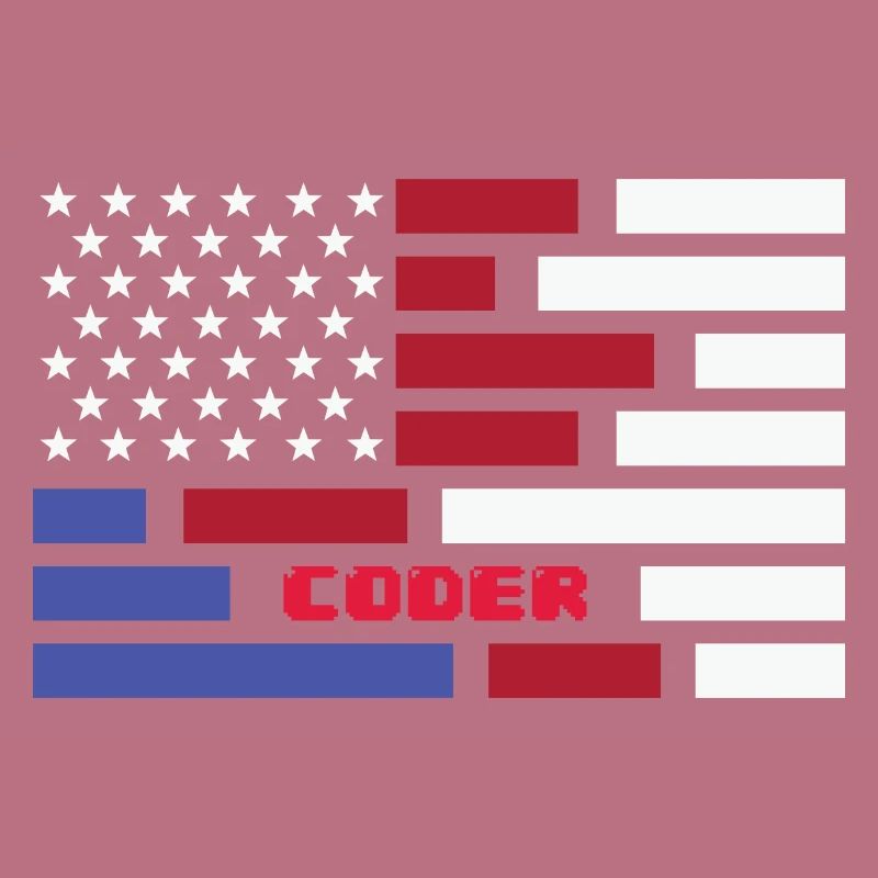 American Flag Coder Coding Computer Nerd