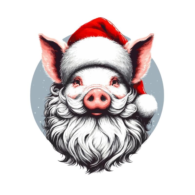 Conception de pull de Noël : Cochon comme Père Noël - Noël
