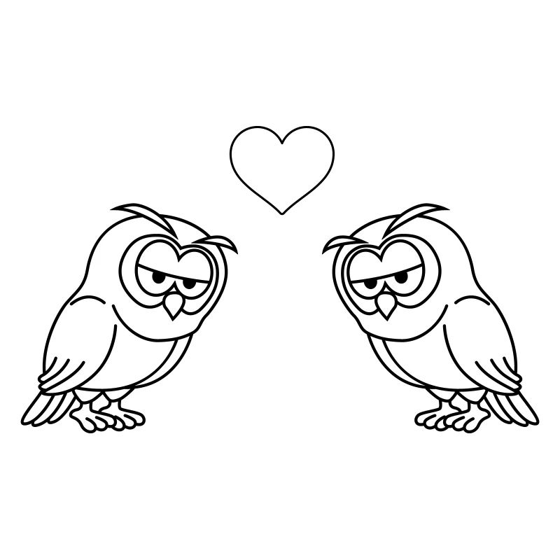 Eule Comic Paar Liebe