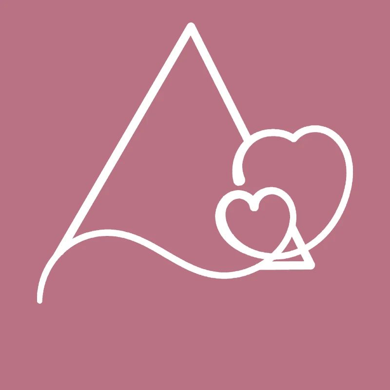 Triangular frame with hearts basic text