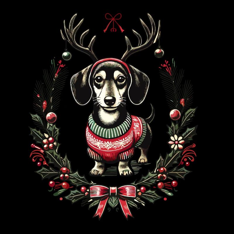 Fröhlicher Dackel Im Weihnachtspullover