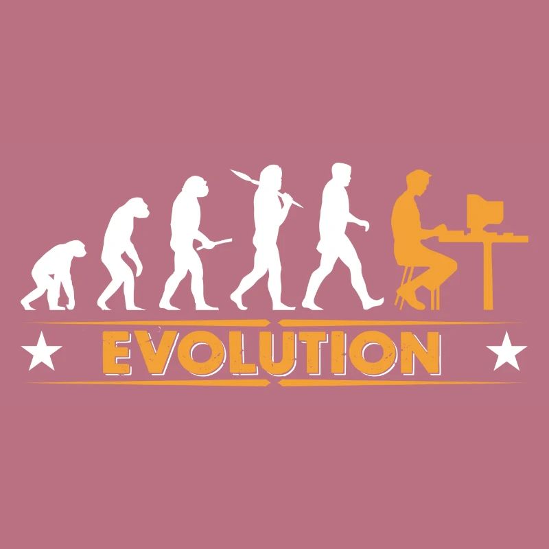 Computer Nerd Evolution - orange/weiss