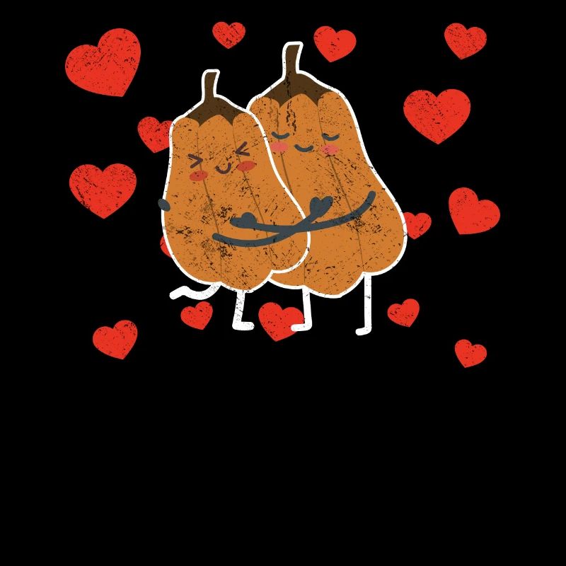 Cute Squash Couple Hugging Squash Vegetable Lovers