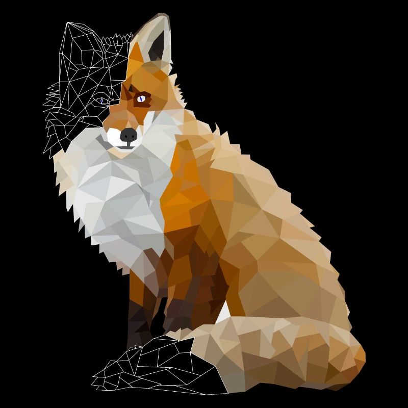 Polygon fox low poly Fox geometry gift idea