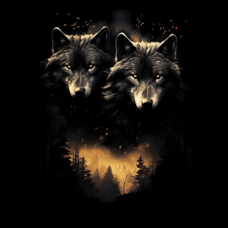 Fantasy Wolves Wolf Moonlight Illustration