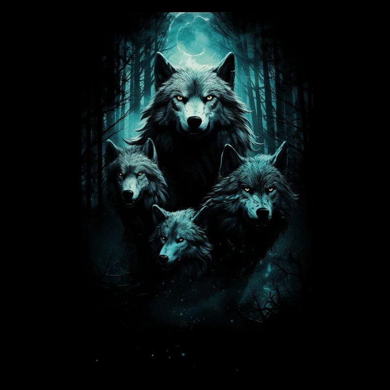 Fantasy Wolves Wolf Moonlight Illustration